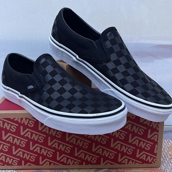 Vans WMNS Classic Slip-On (Checkerboard)Black/BlackVN000EYE276Sneakers